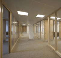 Commercial office interior with glazed partitioning