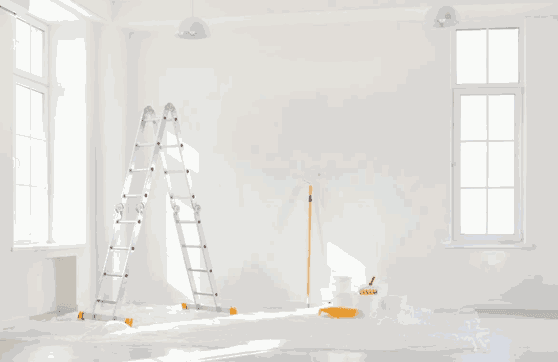 Prepared commercial room during professional painting work
