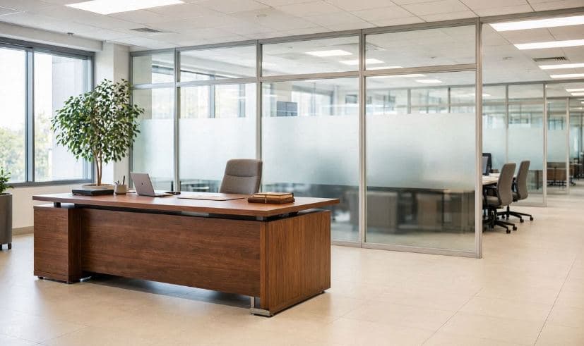 A premium glass-fronted commercial office interior