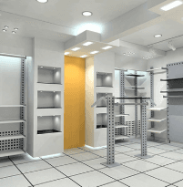 Modern commercial retail fit-out with display systems