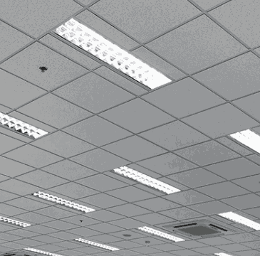 Commercial fibre tile and grid suspended ceiling